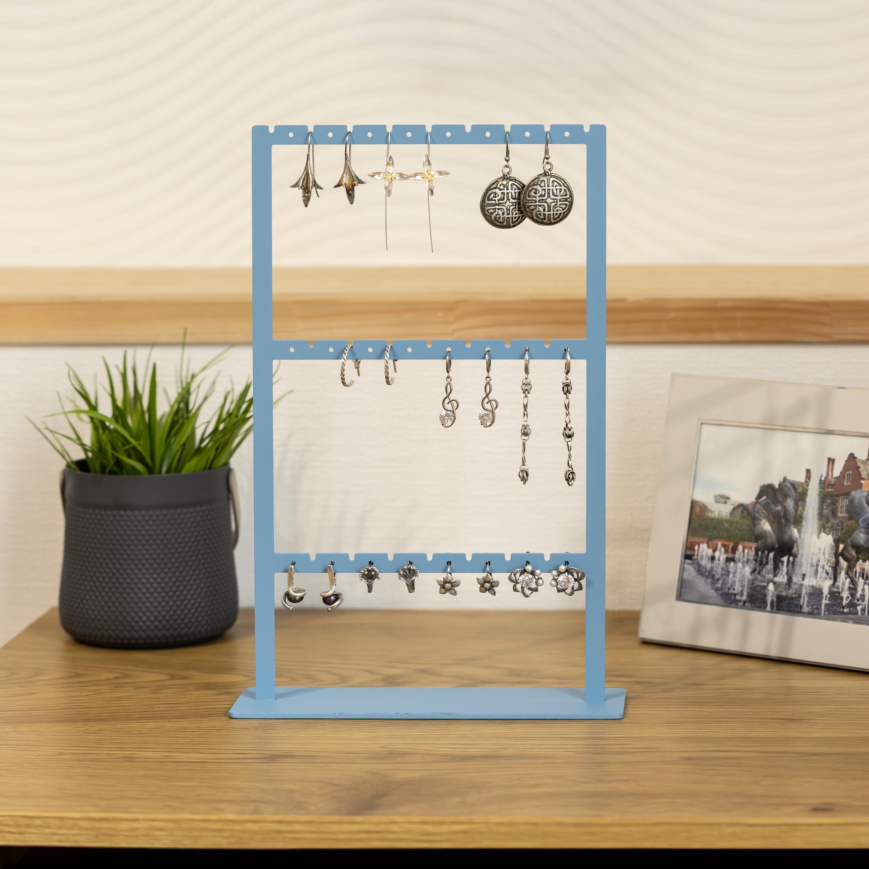 Handmade Steel Earring Stand: Minimalist Jewelry Organizer, Custom Size