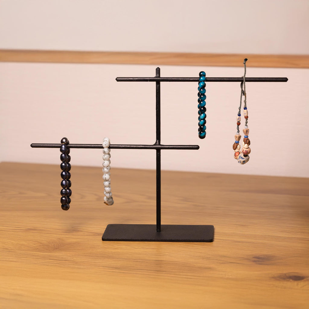 Minimalist Jewelry Organizer  Metal Bracelet & Small Necklace Stand