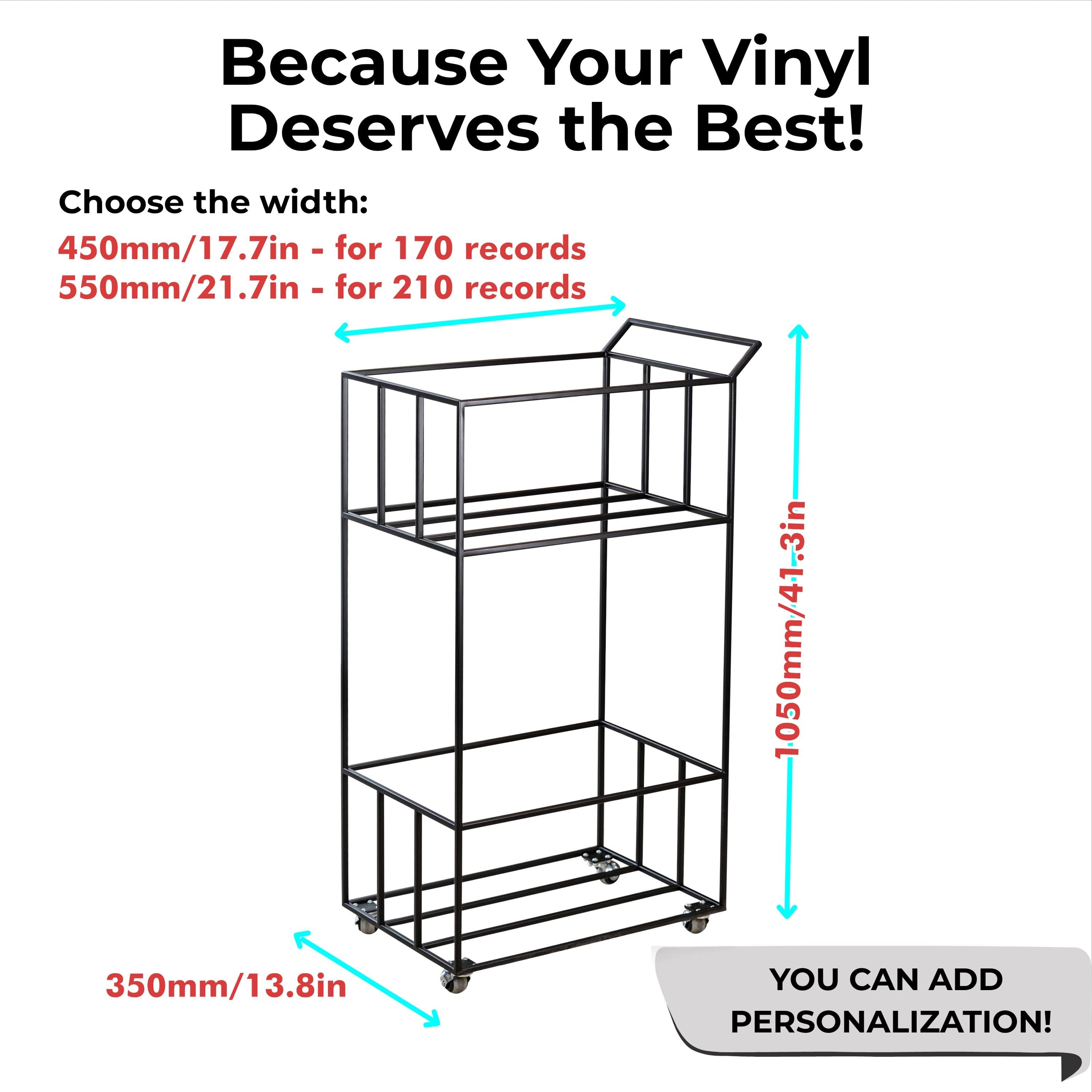 Handmade Metal Vinyl Record Cart: Contemporary LP Storage with Wheels