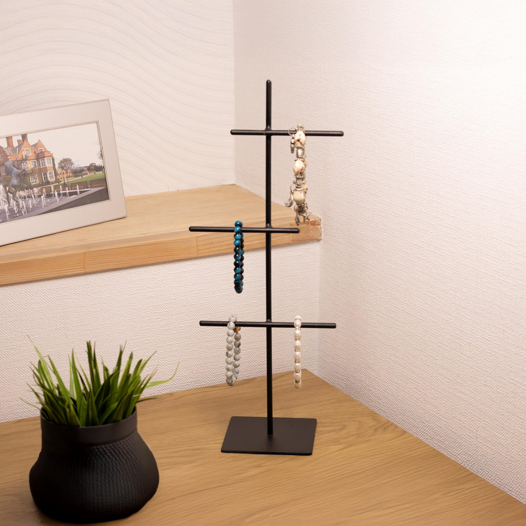 Modern Jewelry Holder Stand Metal Necklace Organizer for Vanity and Dresser