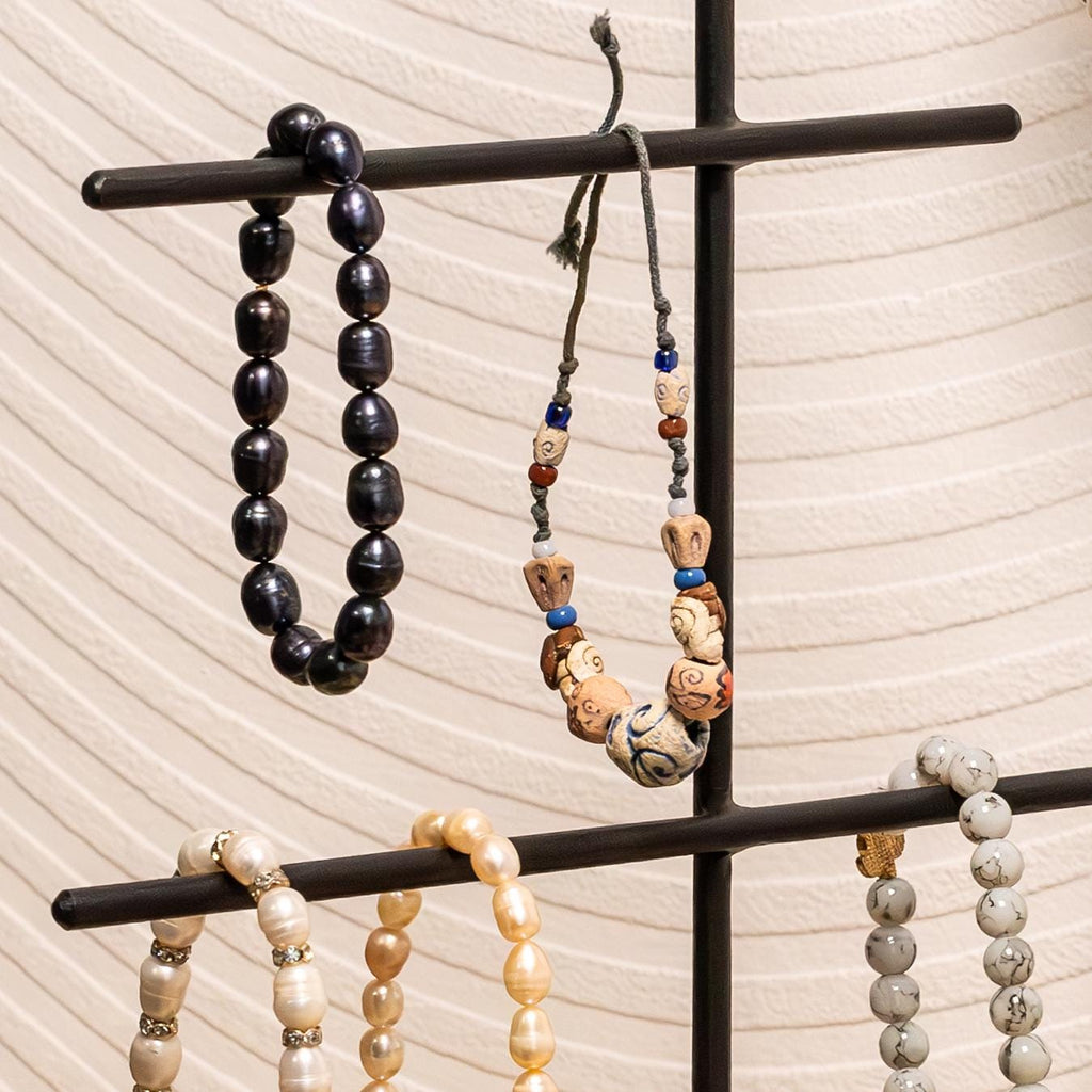 Modern Metal Jewelry Organizer Stand: Necklace, Earring & Watch Display