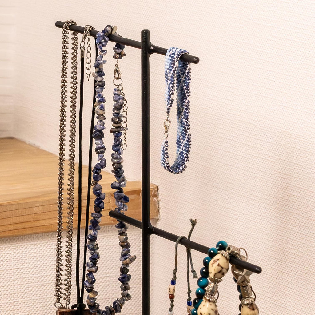 Minimalist Metal Jewelry Organizer: Necklace, Bracelet, & Eyeglass Holder