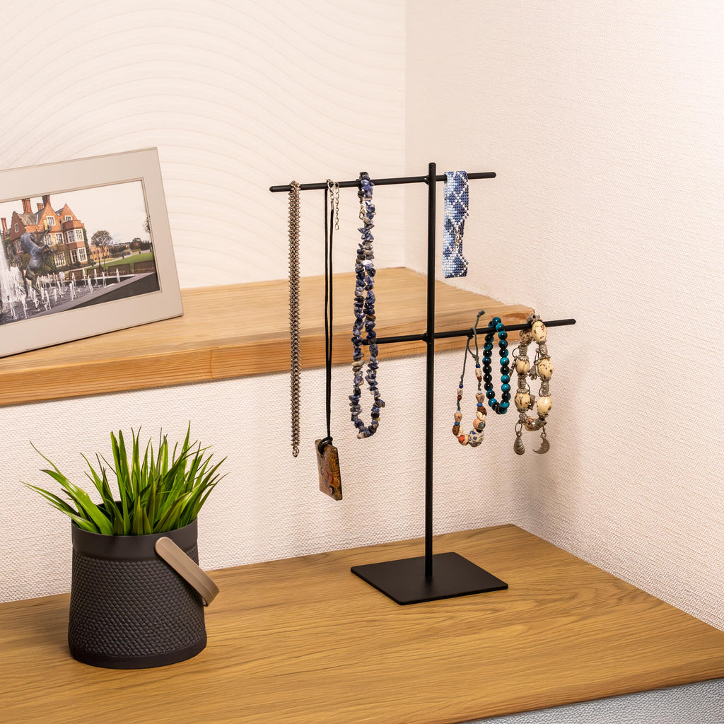 Compact Metal Jewelry Rack  Necklace Hanger, Watch & Bracelet Holder, Sunglasses Stand