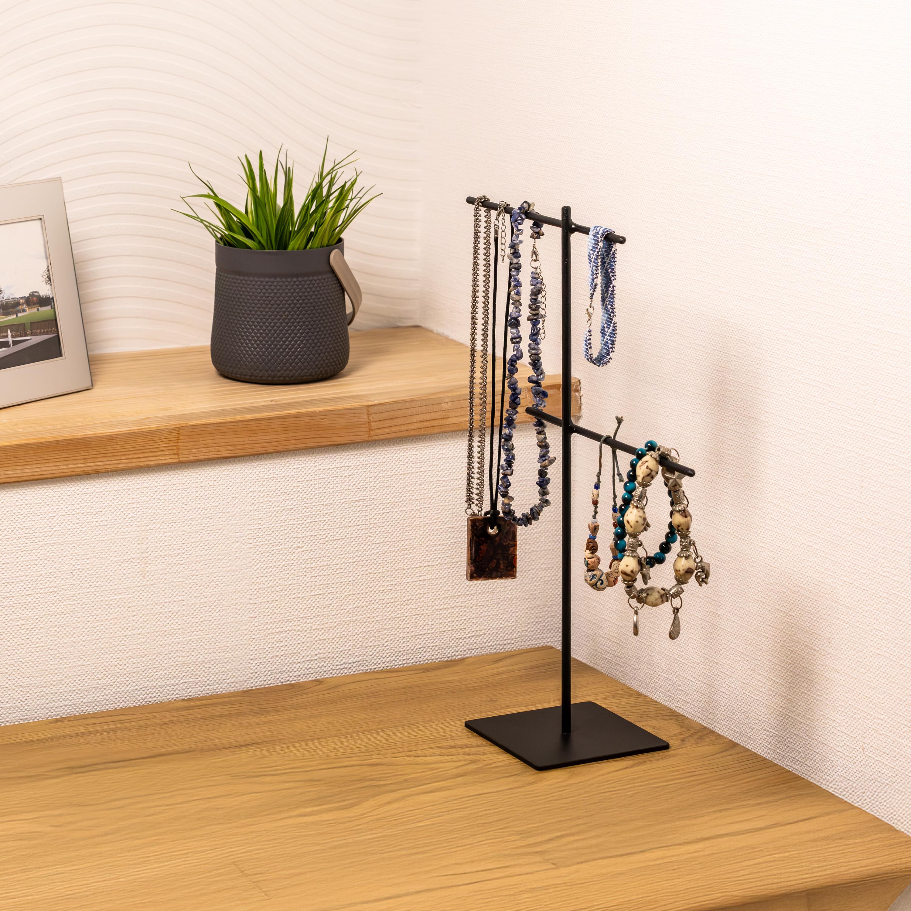 Minimalist Metal Jewelry Organizer: Necklace, Bracelet, & Eyeglass Holder