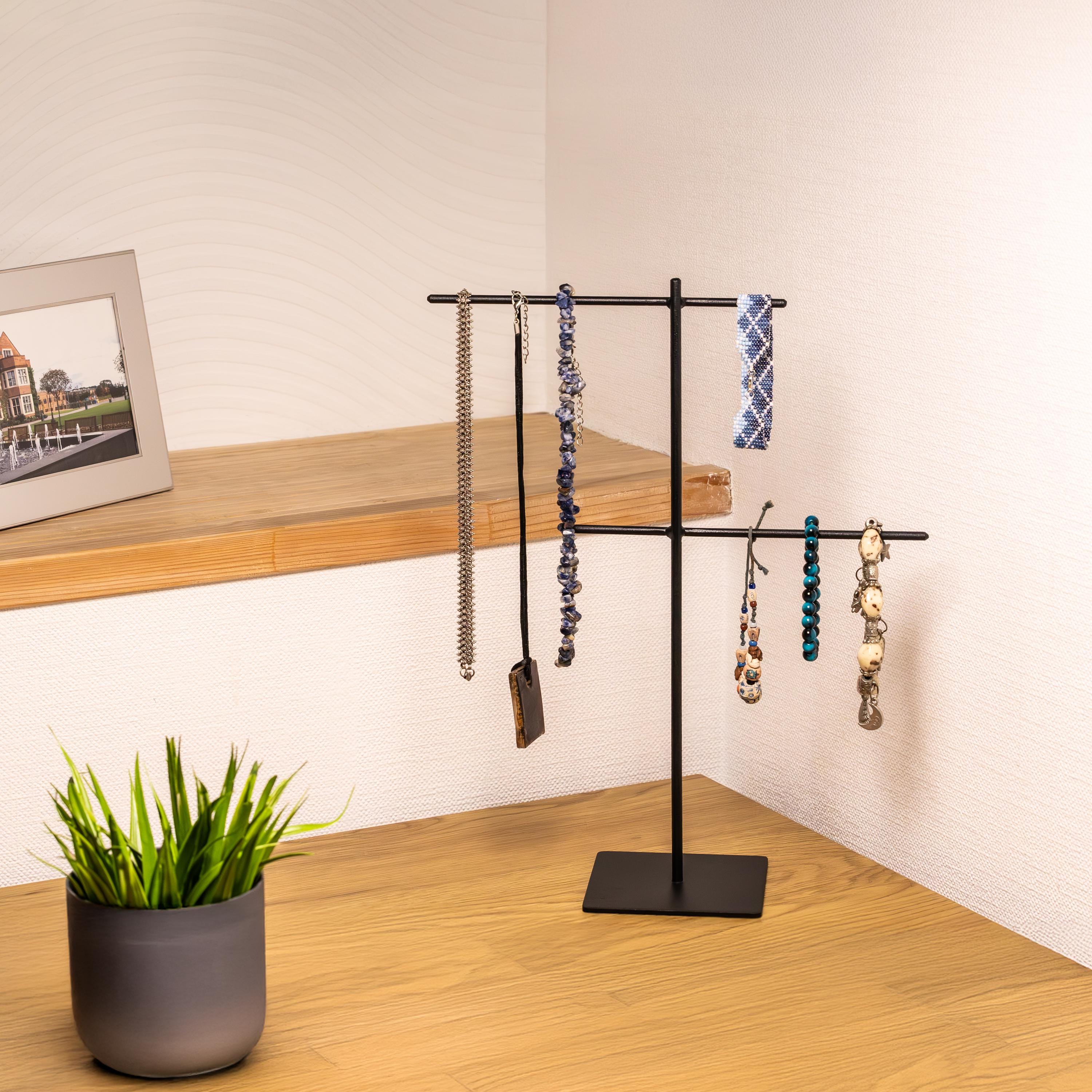 Minimalist Metal Jewelry Organizer: Necklace, Bracelet, & Eyeglass Holder