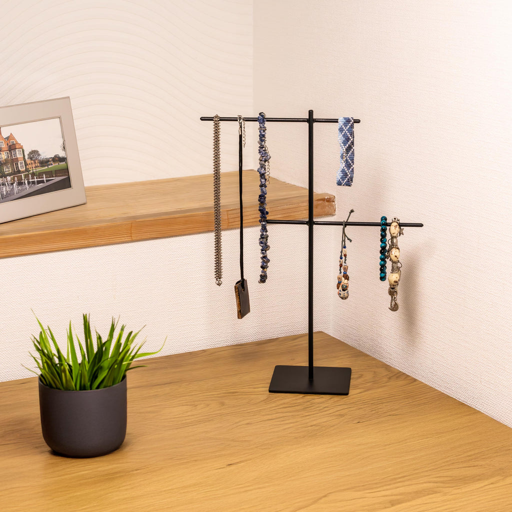 Compact Metal Jewelry Rack  Necklace Hanger, Watch & Bracelet Holder, Sunglasses Stand