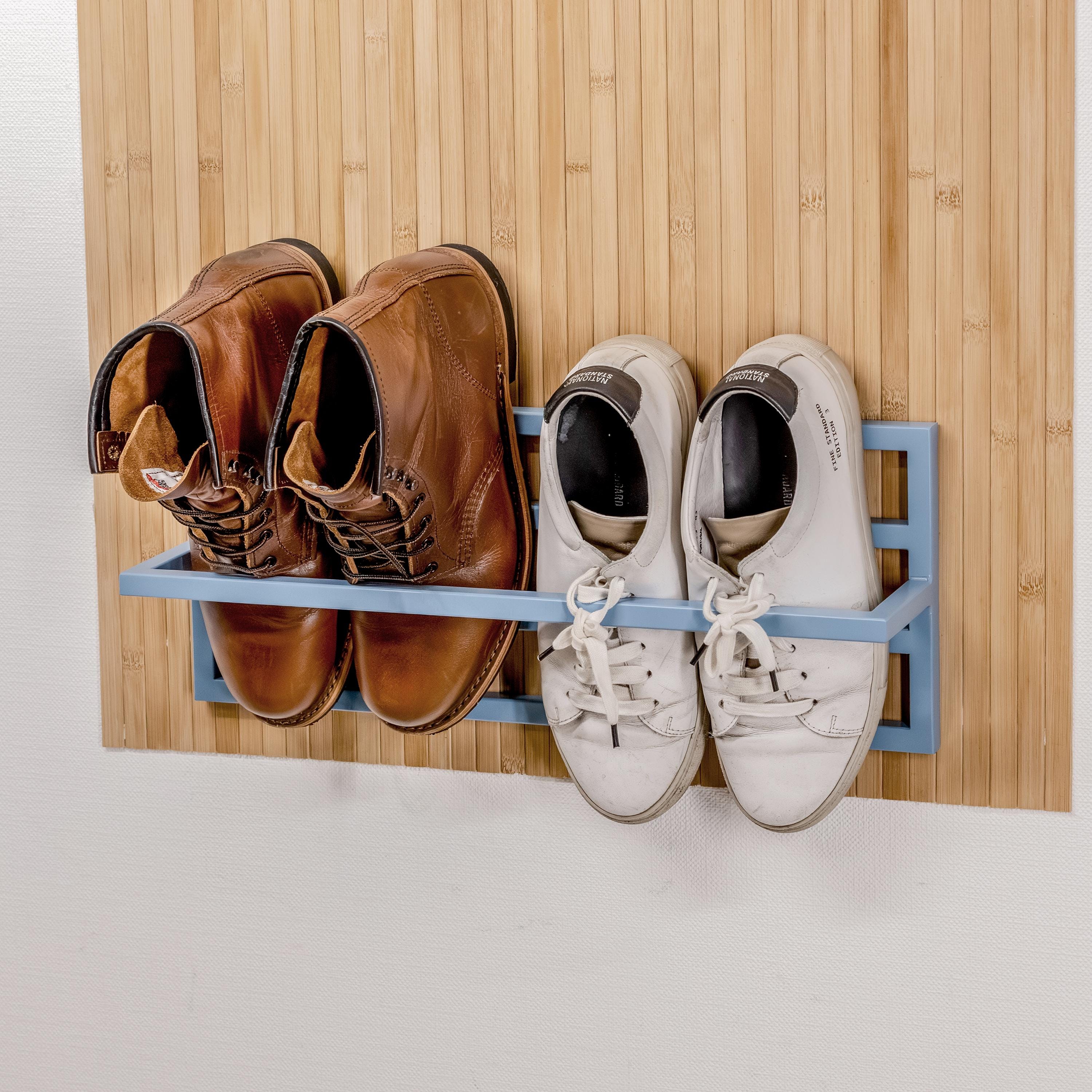Wall Mounted Shoe Rack  Minimalist Metal Shoe Organizer for Entryway, Small Space Shoe Storage