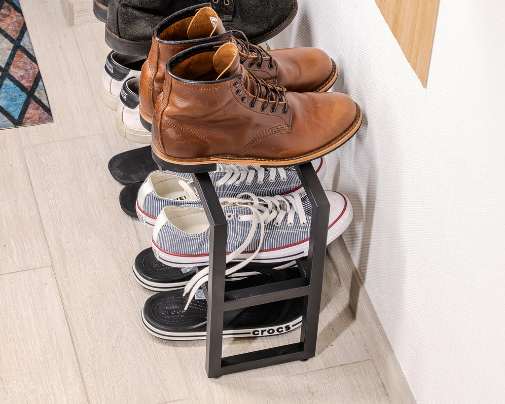 Handmade Metal Shoe Rack, Minimalist Organizer Shelf, Modern Hallway Storage Stand
