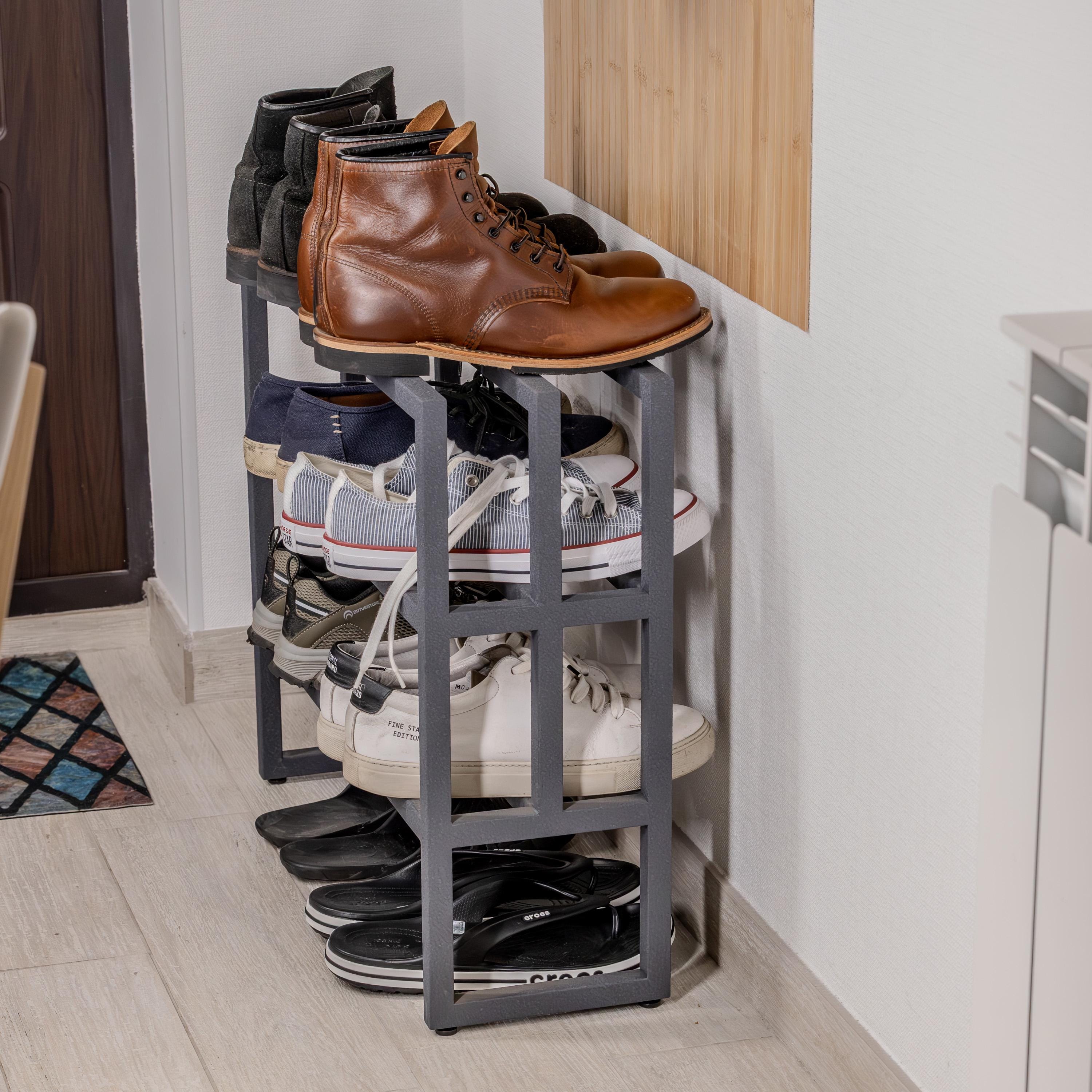 Modern Metal Shoe Rack  Minimalist Entryway Shoe Organizer, Multi-Tier Design