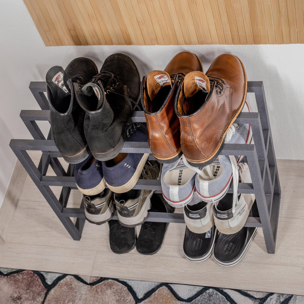 Modern Metal Shoe Rack  Minimalist Entryway Shoe Organizer, Multi-Tier Design
