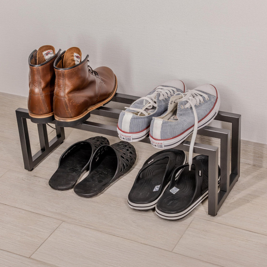Modern Metal Shoe Rack  Minimalist Entryway Shoe Organizer, Multi-Tier Design