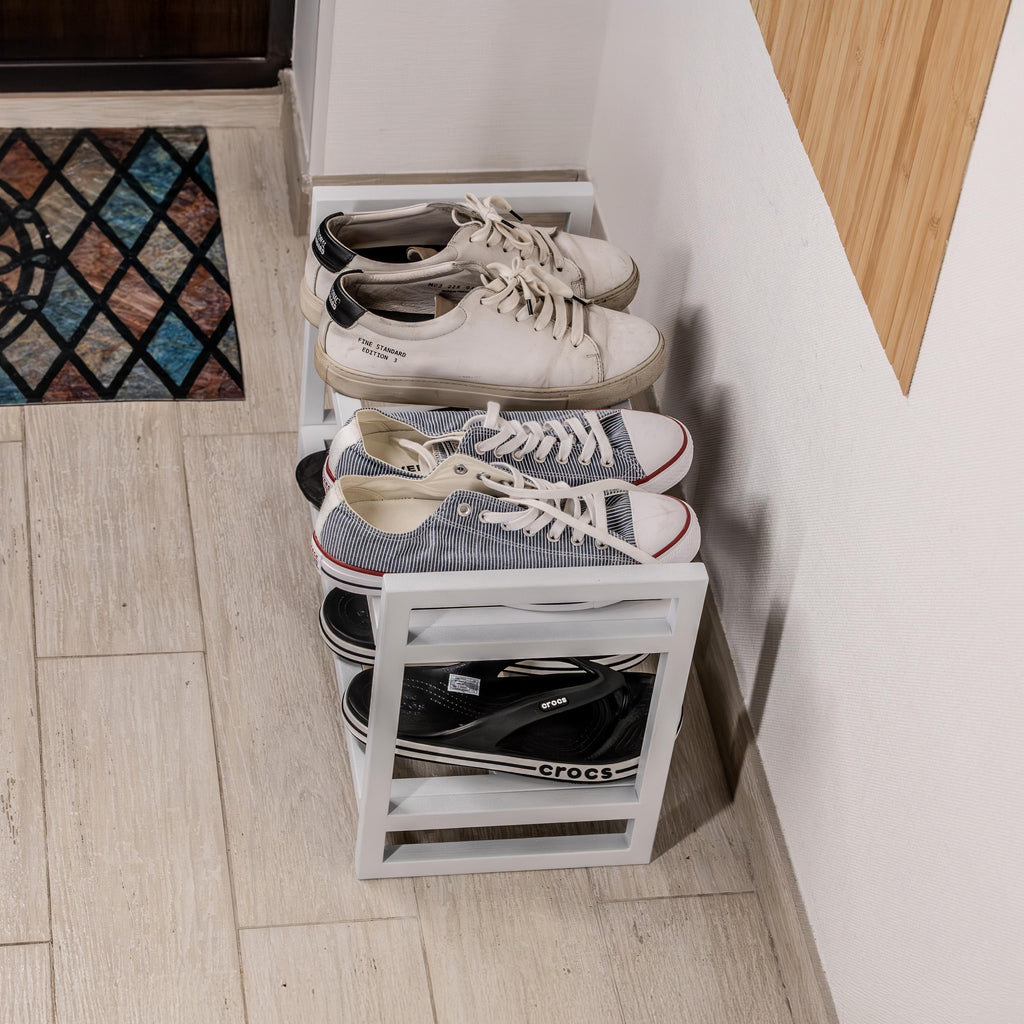 Metal Shoe Rack -  2 Tier Entryway Organizer, Minimalist Open Shelf Storage Stand