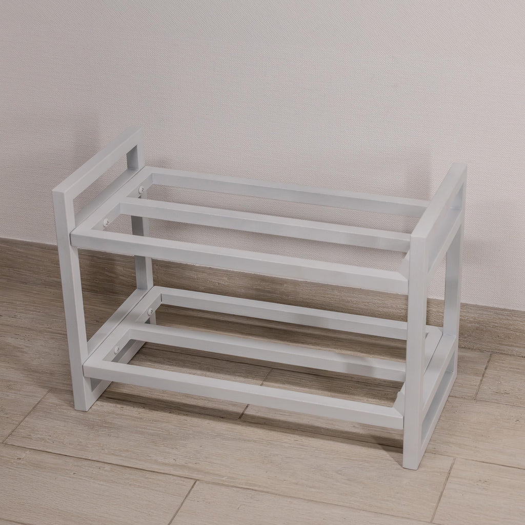 Metal Shoe Rack -  2 Tier Entryway Organizer, Minimalist Open Shelf Storage Stand