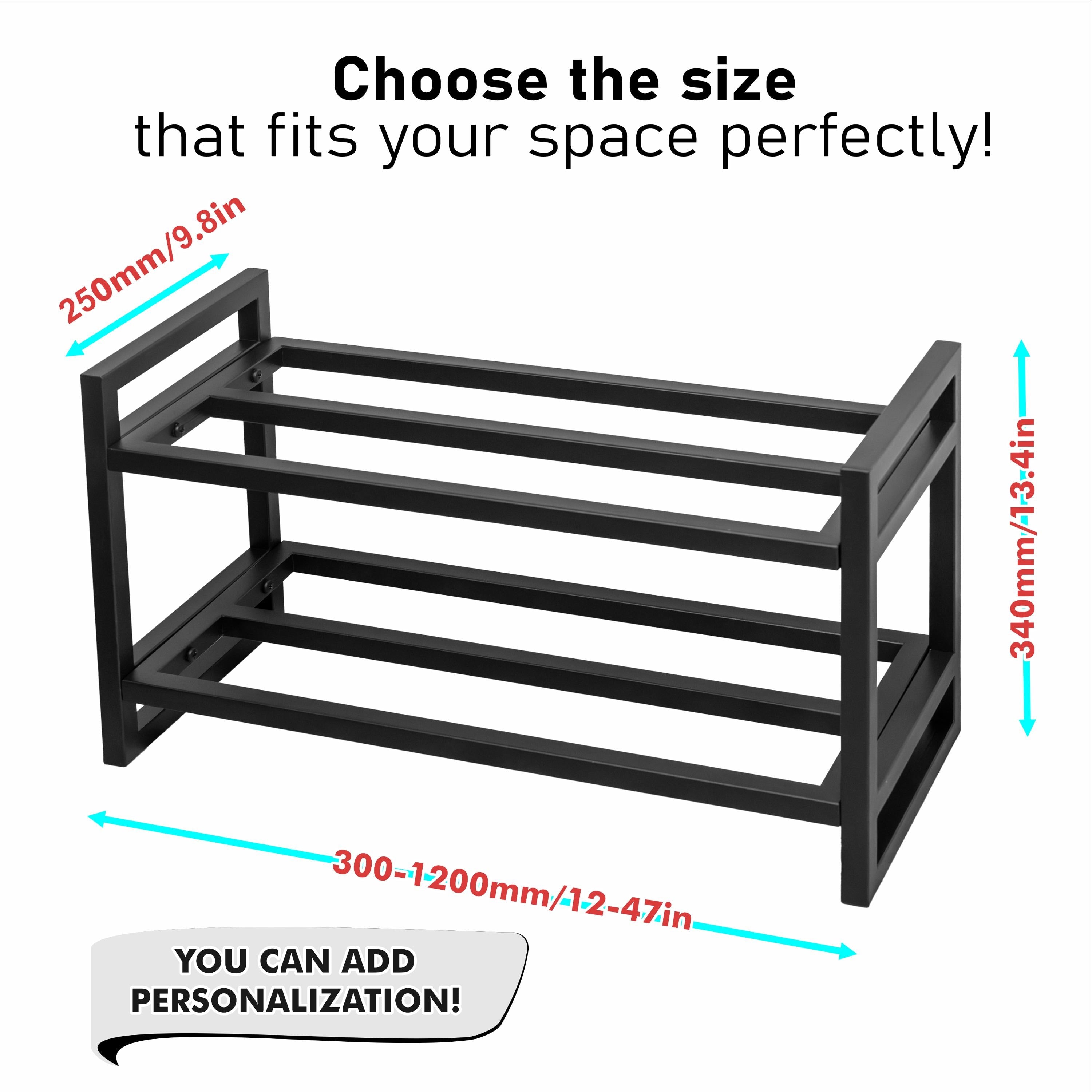 Metal Shoe Rack -  2 Tier Entryway Organizer, Minimalist Open Shelf Storage Stand