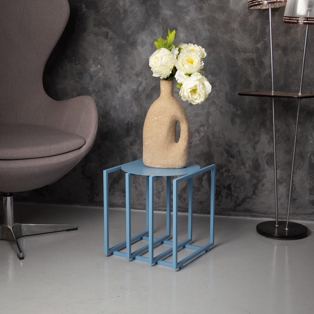 Handmade Metal Plant Stand, Modern Indoor Side Table, Small Space Decor