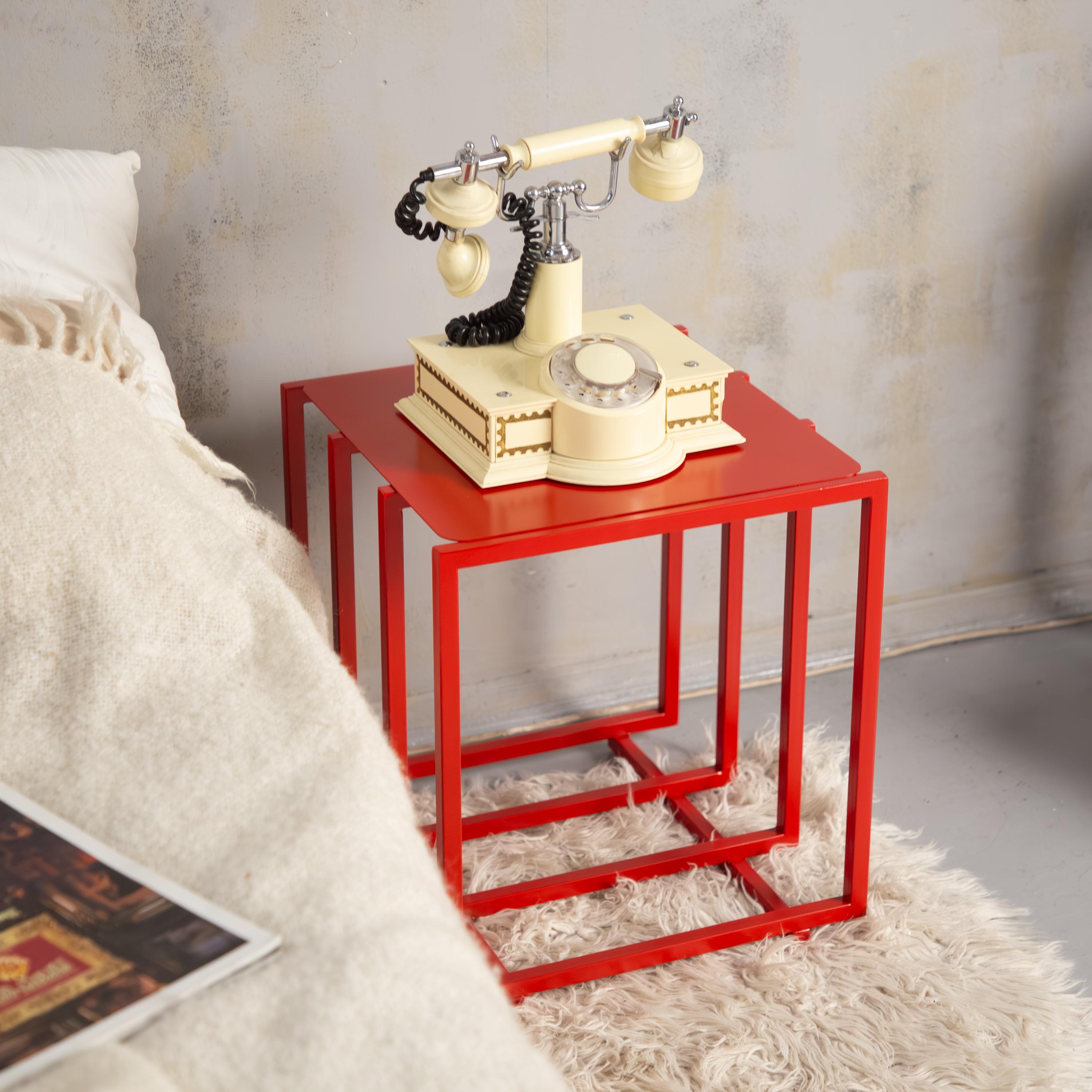 Compact Metal Side Table Modern Accent Nightstand Small Space Furniture