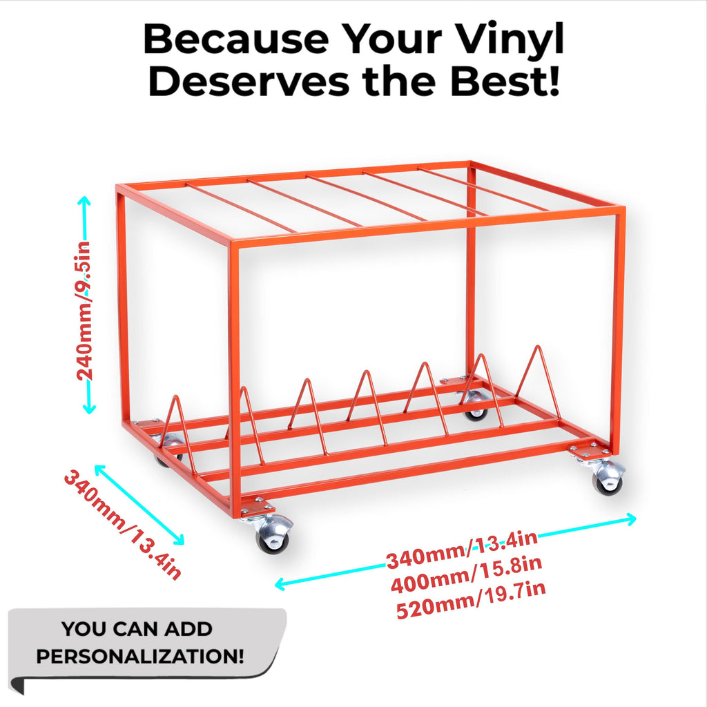 Modern Rolling Vinyl Record Stand  Metal LP Holder with Wheels, Minimalist Record Storage