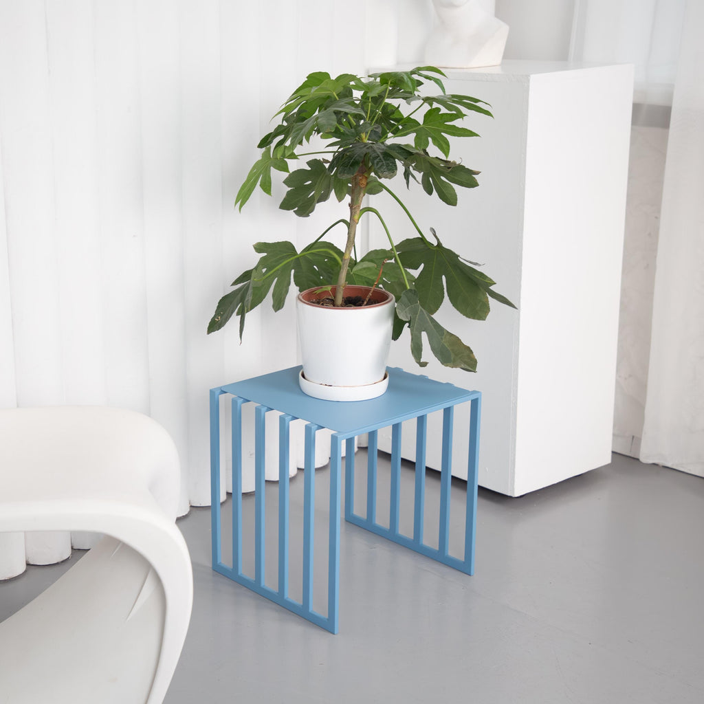 Minimalist Metal Plant Stand, Handmade Modern Side Table for Indoor Plants