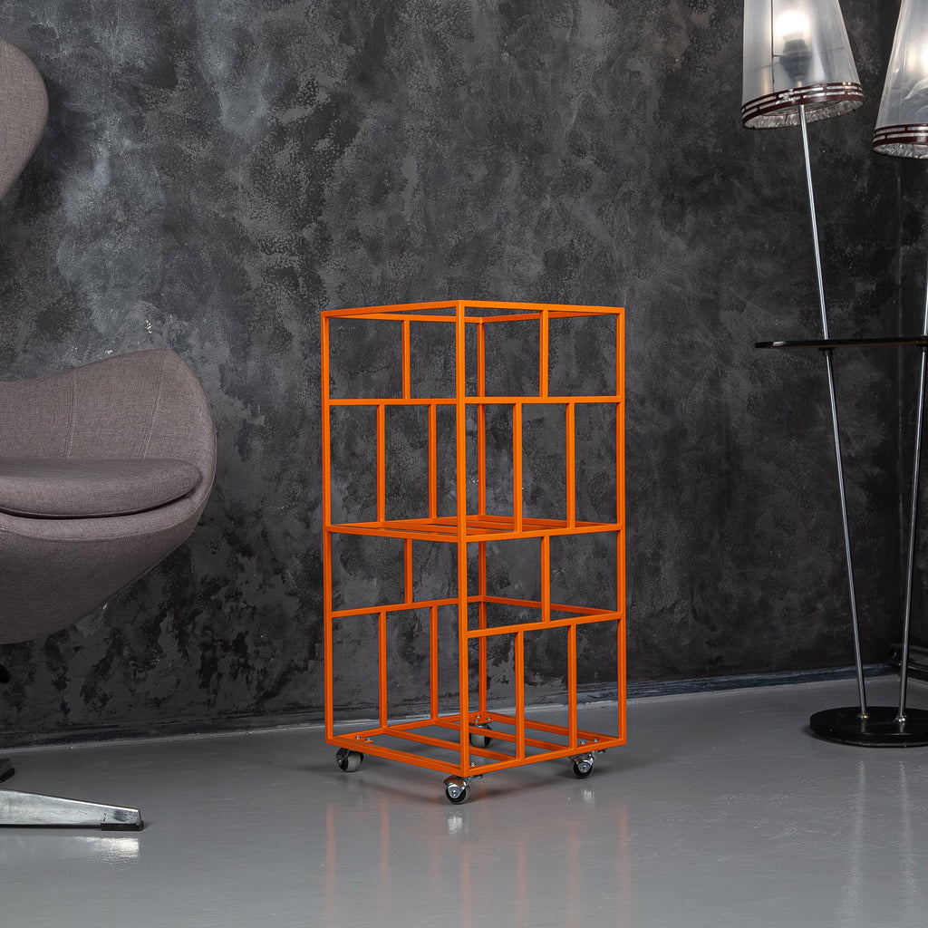 Modern Rolling Vinyl Record Stand, Metal LP Storage Cart, Record Organizer with Wheels