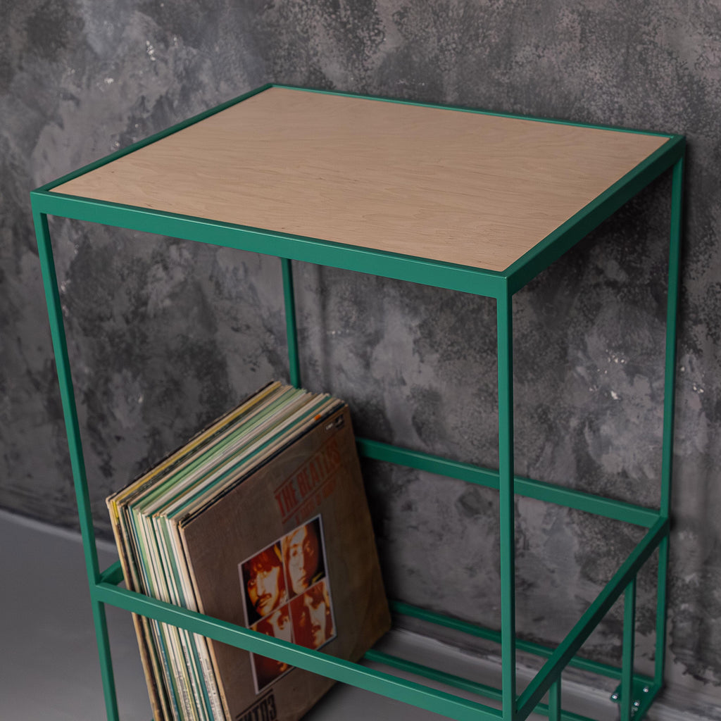 Vinyl Record Stand with Wheels, Turntable Stand with Storage, LP Organizer, Modern Record Rack