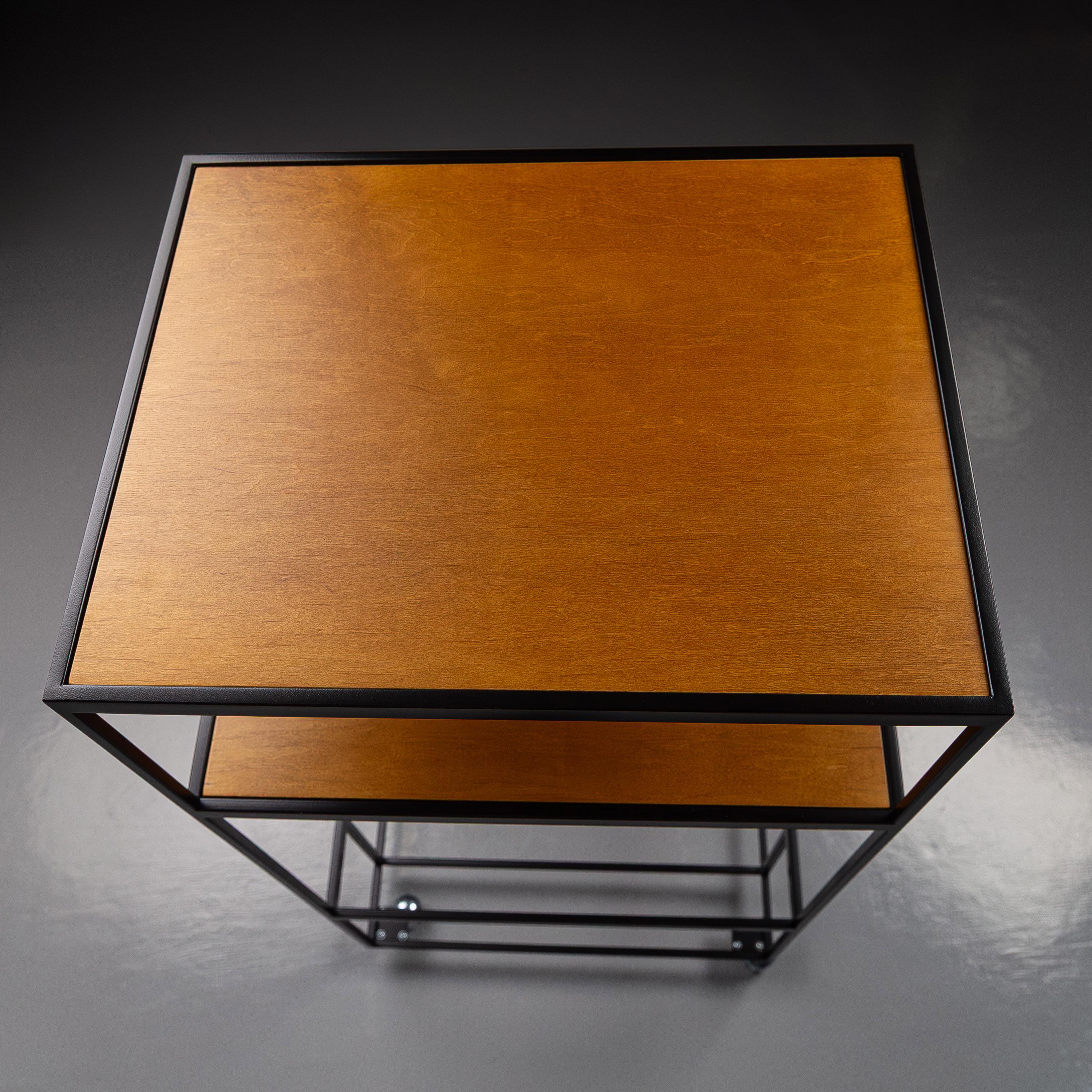 Modern Rolling Vinyl Record Stand with LP Storage, Metal Turntable Table
