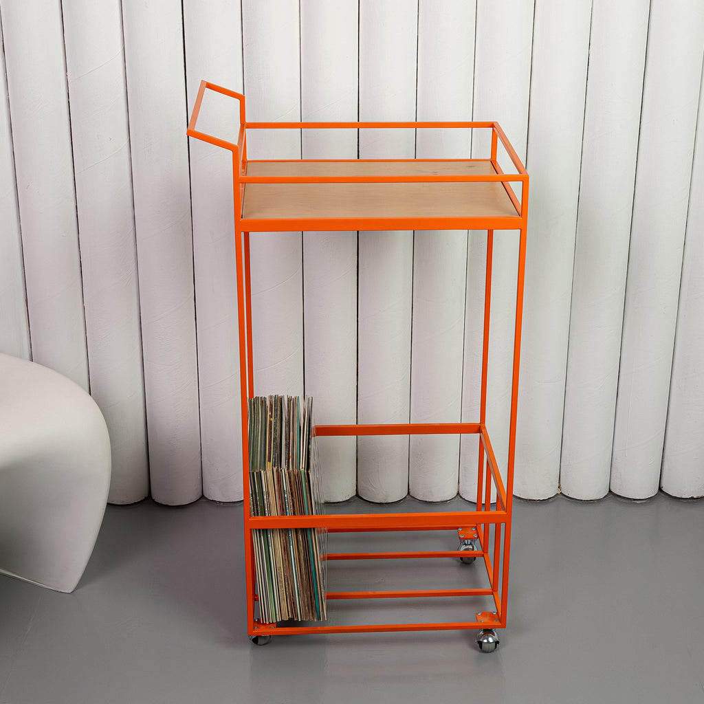 Vinyl Record Cart on Wheels, Record Player Stand with Storage, LP Organizer Rack
