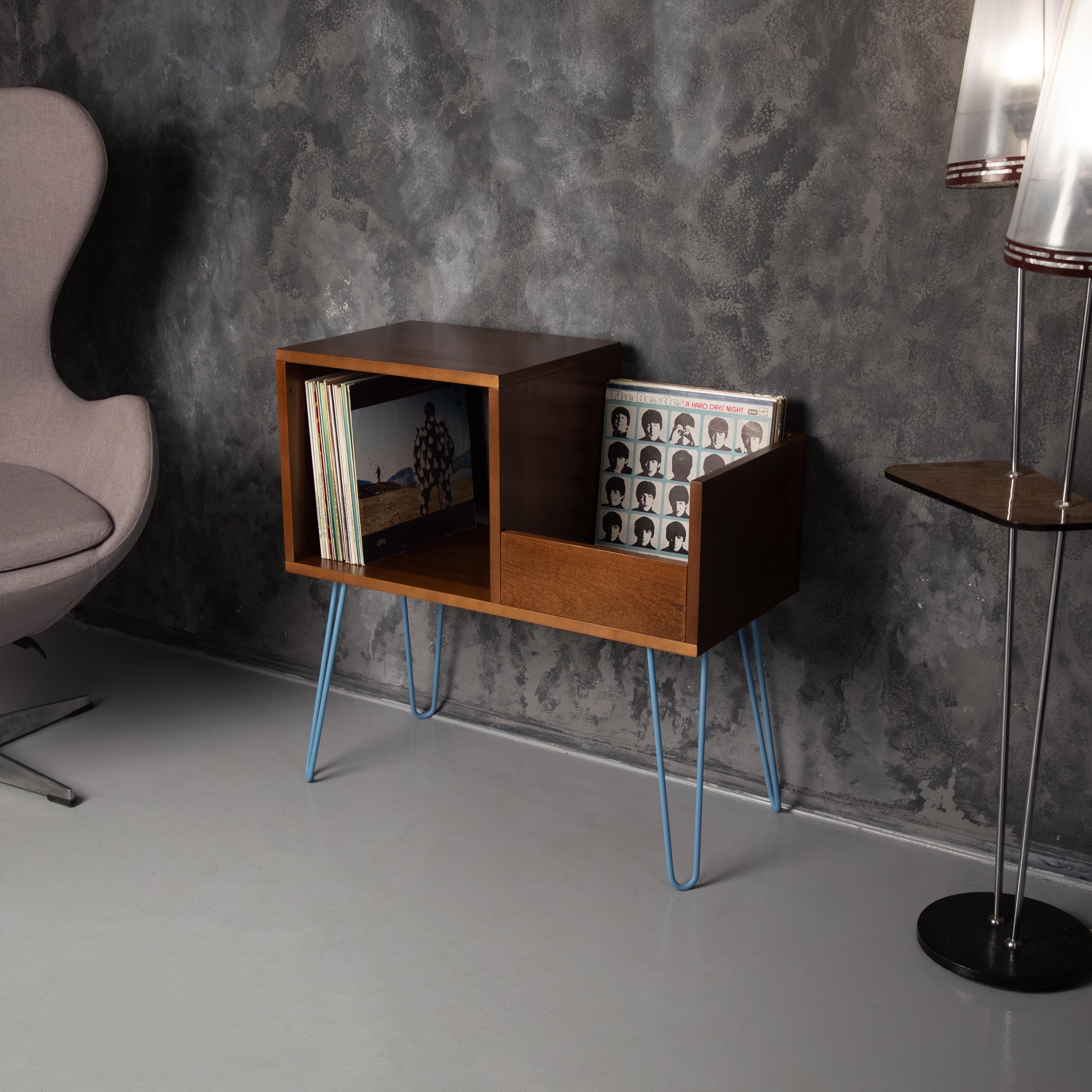 Record Player Stand with Vinyl Storage, Turntable Table, LP Organizer Furniture