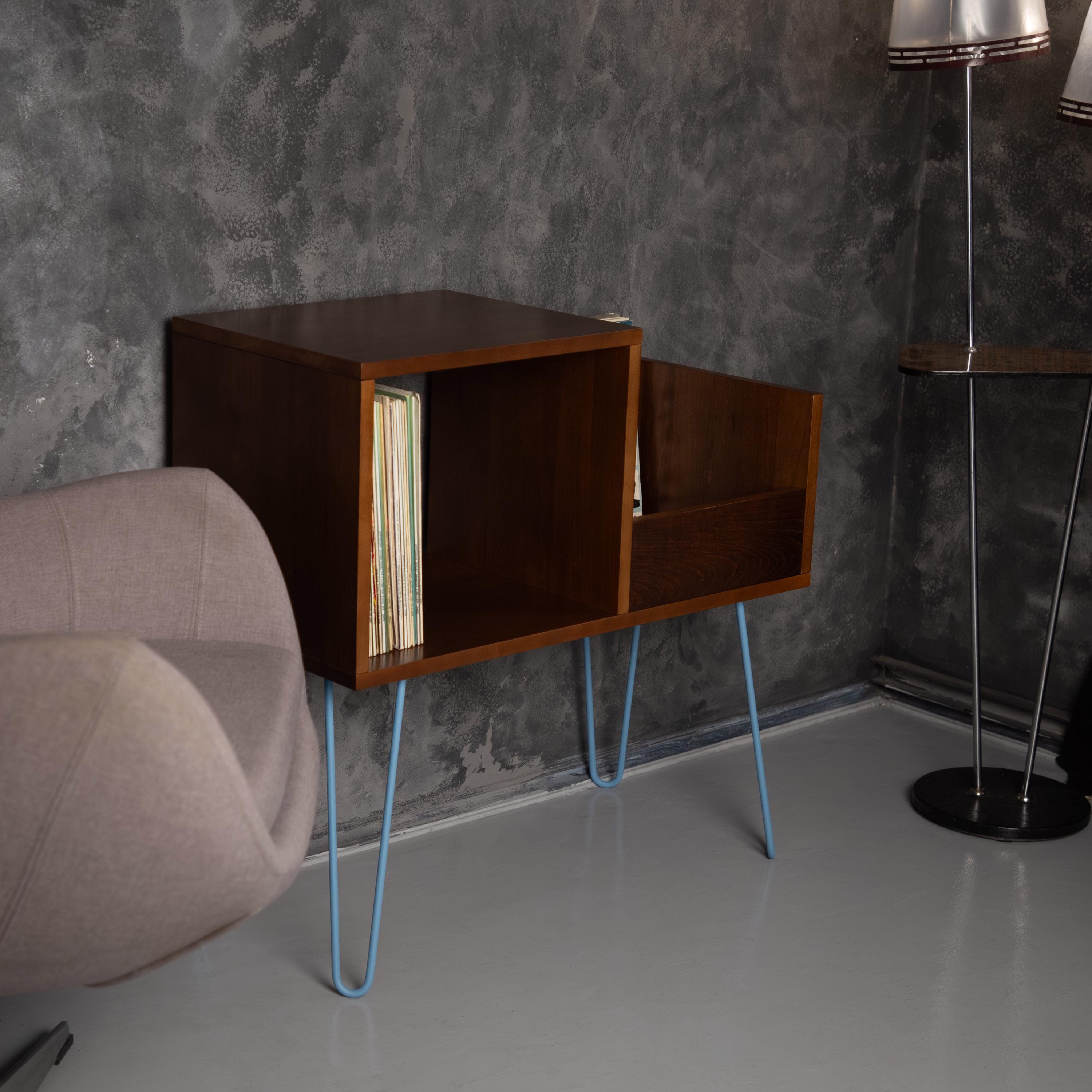 Modern Vinyl Stand, Record Player Table, LP Storage Rack, Handmade Audio Furniture