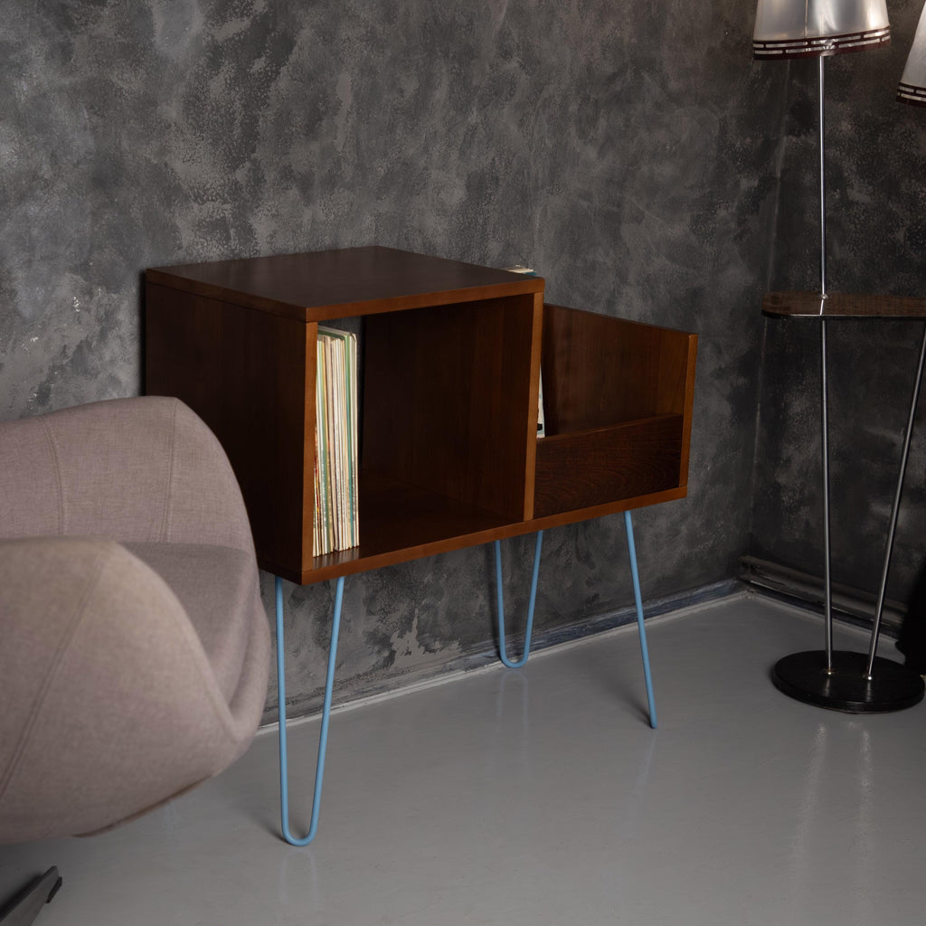 Handmade Modern Vinyl Record Stand, Turntable LP Storage Furniture