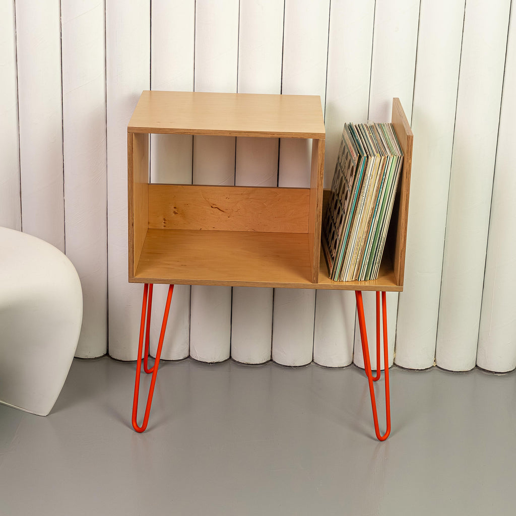 Modern Record Player Stand with Vinyl Storage, Turntable Table, LP Storage Organizer