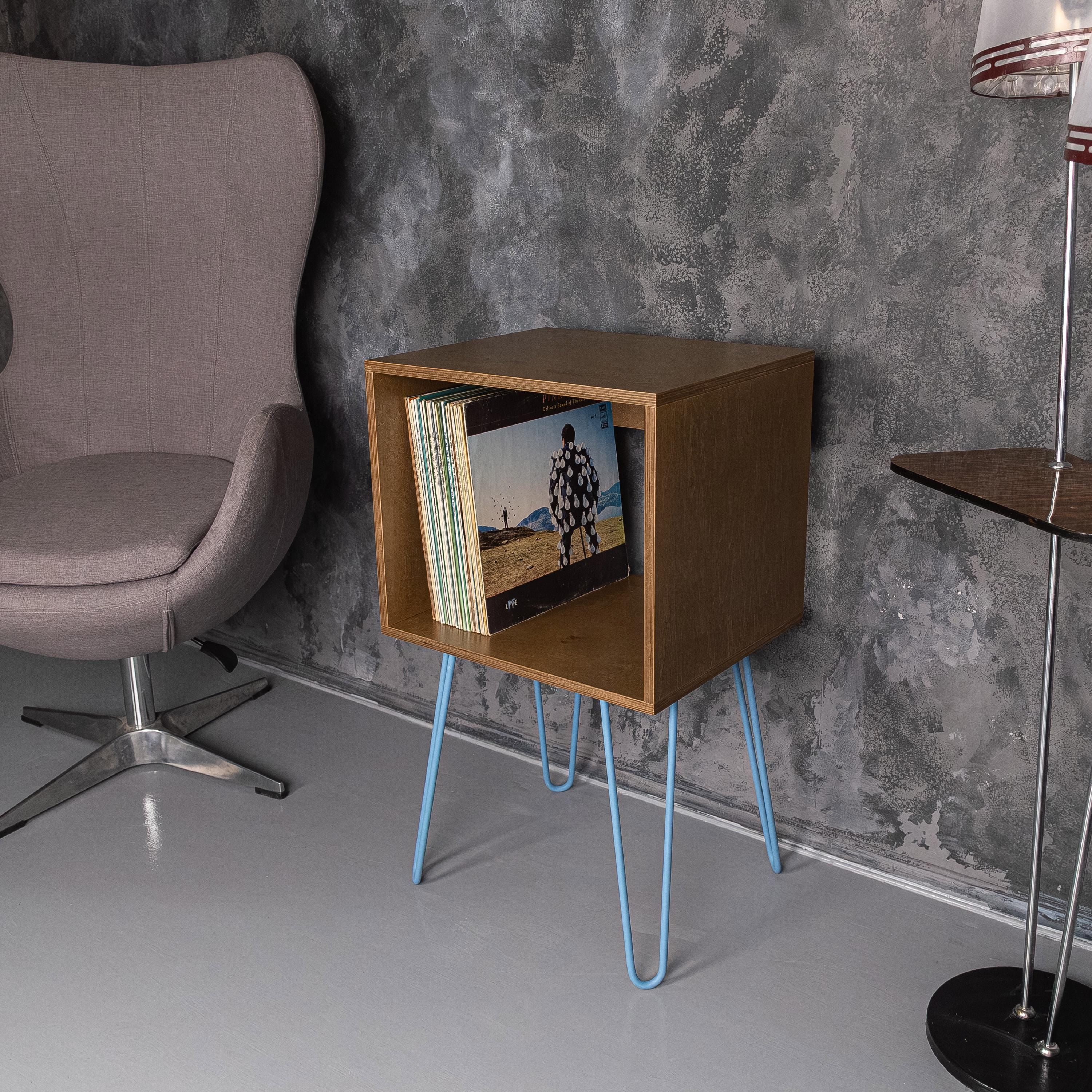 Turntable Stand with Record Storage  Minimalist Vinyl Rack for Living Room