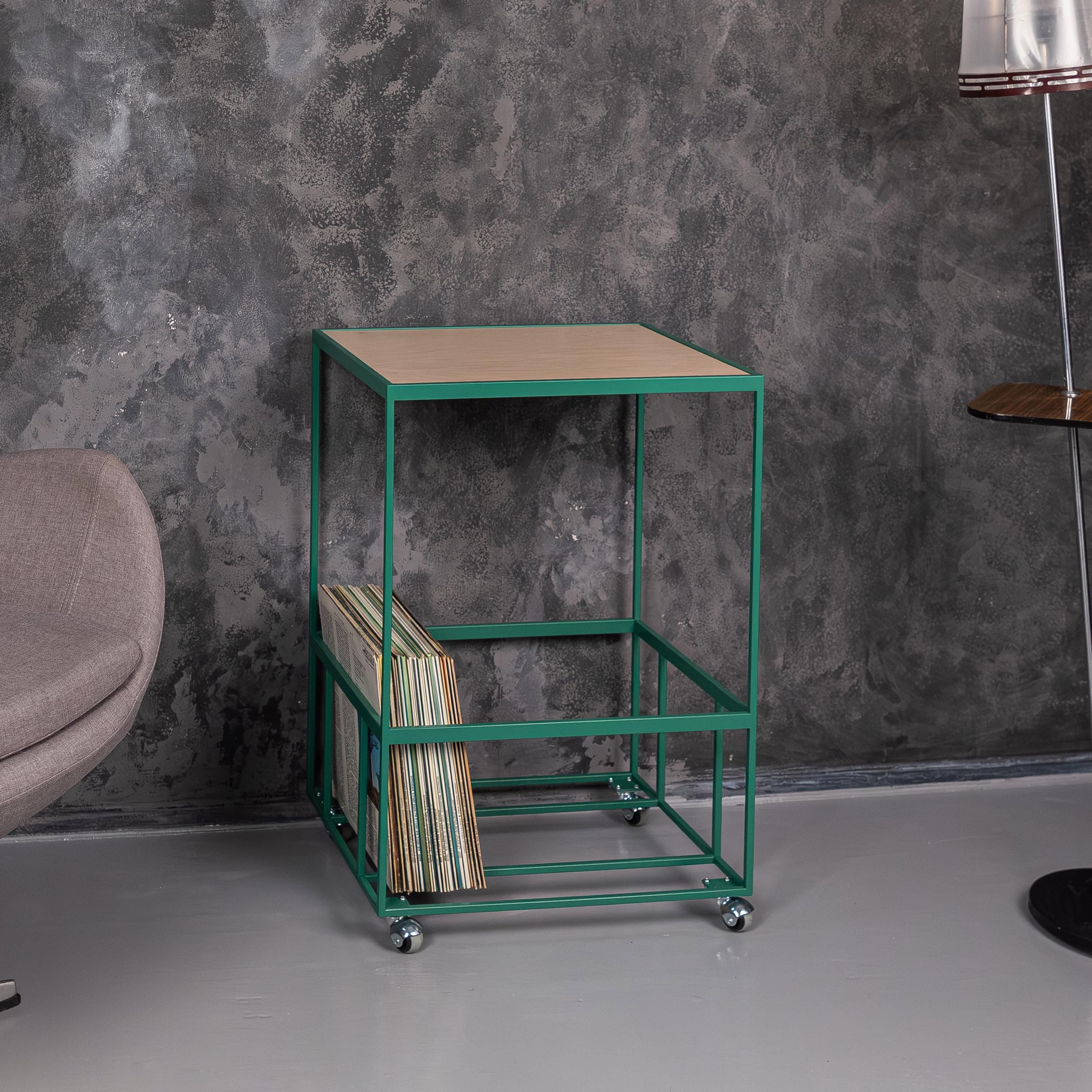 Rolling Vinyl Record Stand | Metal LP Storage, Turntable Table