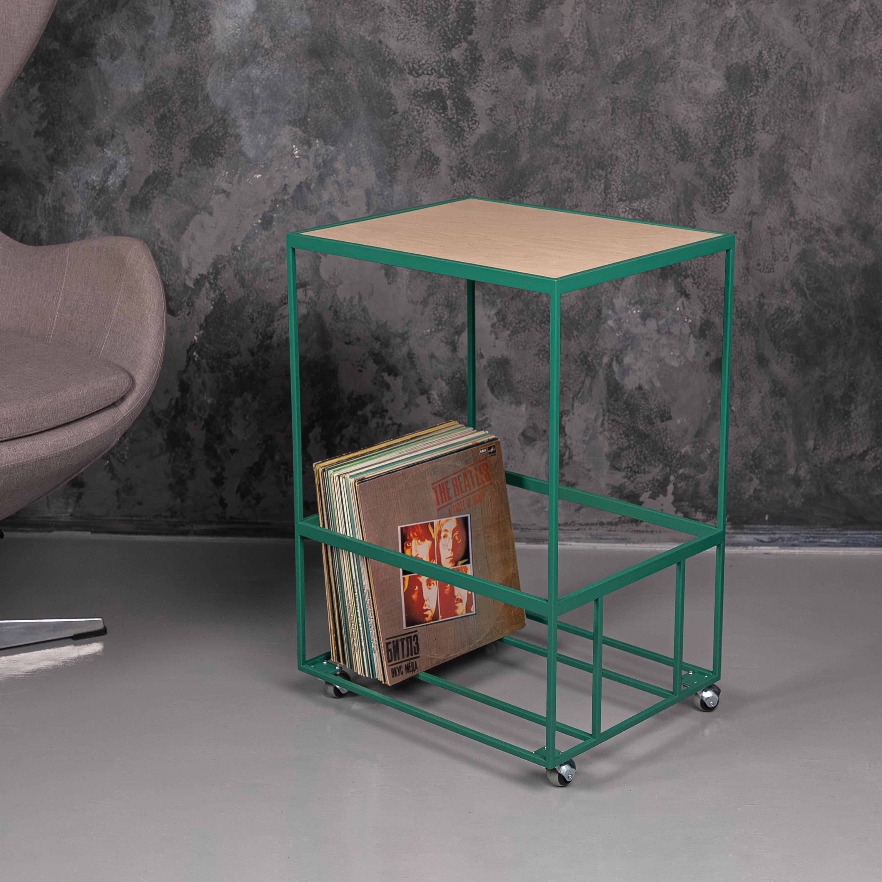 Vinyl Record Stand with Wheels, Turntable Stand with Storage, LP Organizer, Modern Record Rack