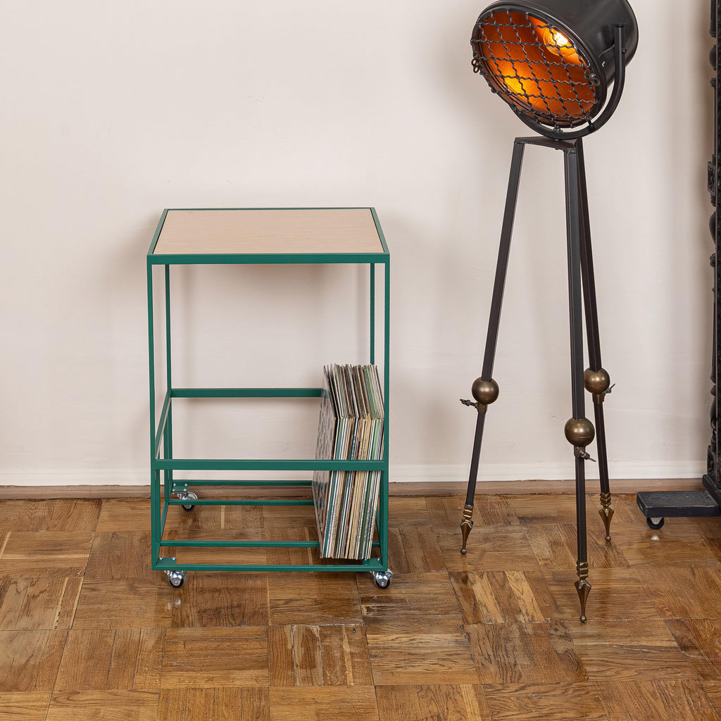 Vinyl Record Stand with Wheels, Turntable Stand with Storage, LP Organizer, Modern Record Rack