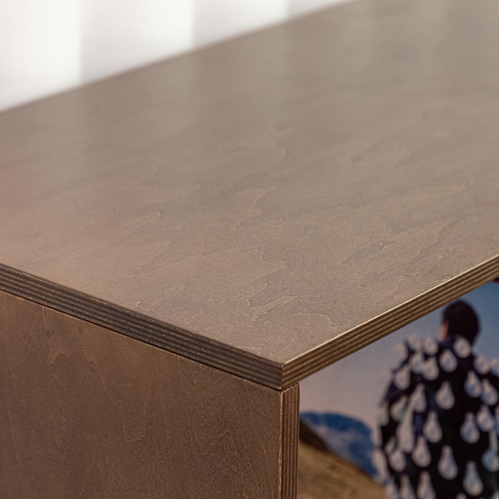 Handmade Wood Vinyl Record Player Table with Metal Legs