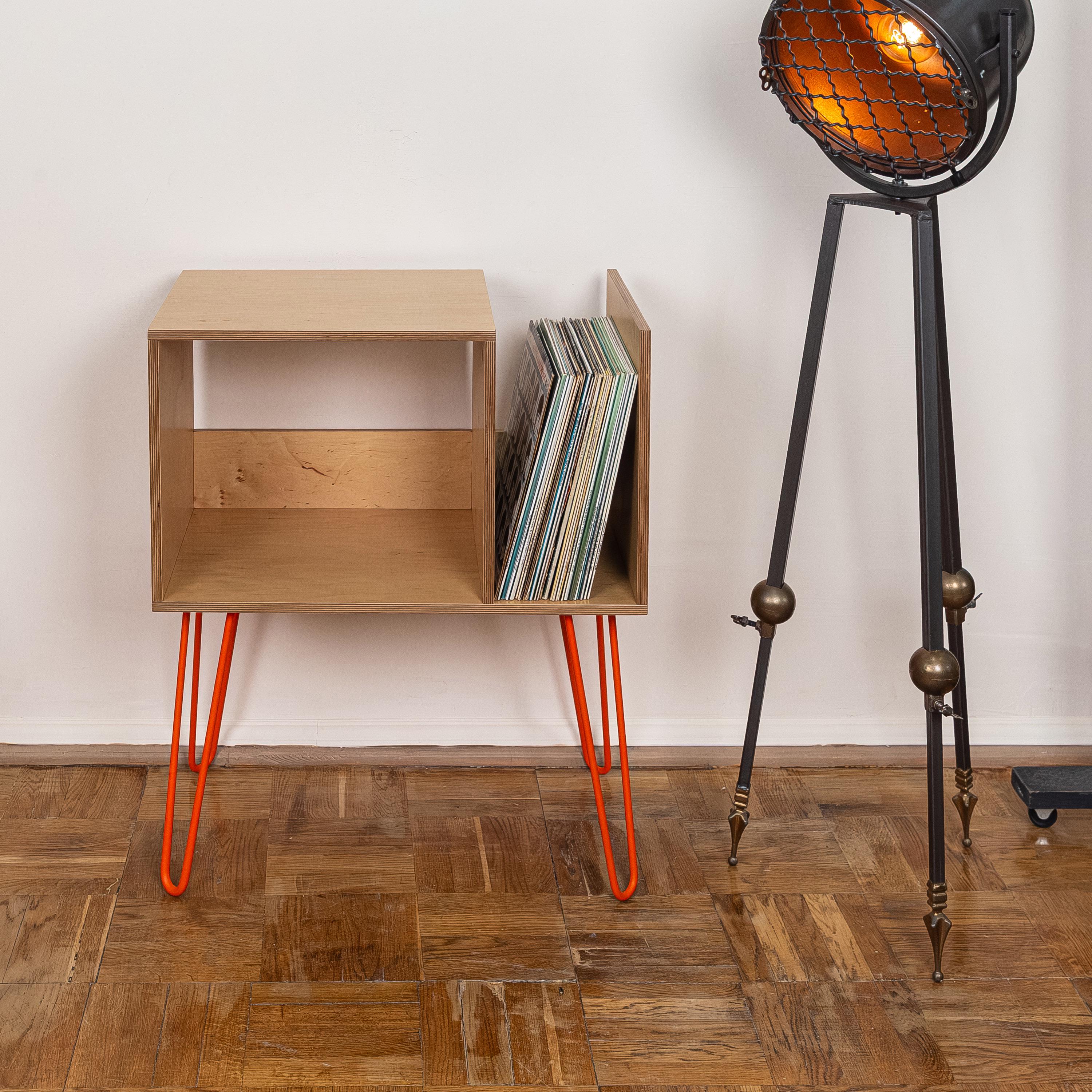 Handmade Vinyl Record Stand, Turntable Storage Furniture, Modern LP Organizer
