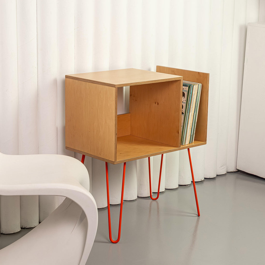 Modern Record Player Stand with Vinyl Storage, Turntable Table, LP Storage Organizer