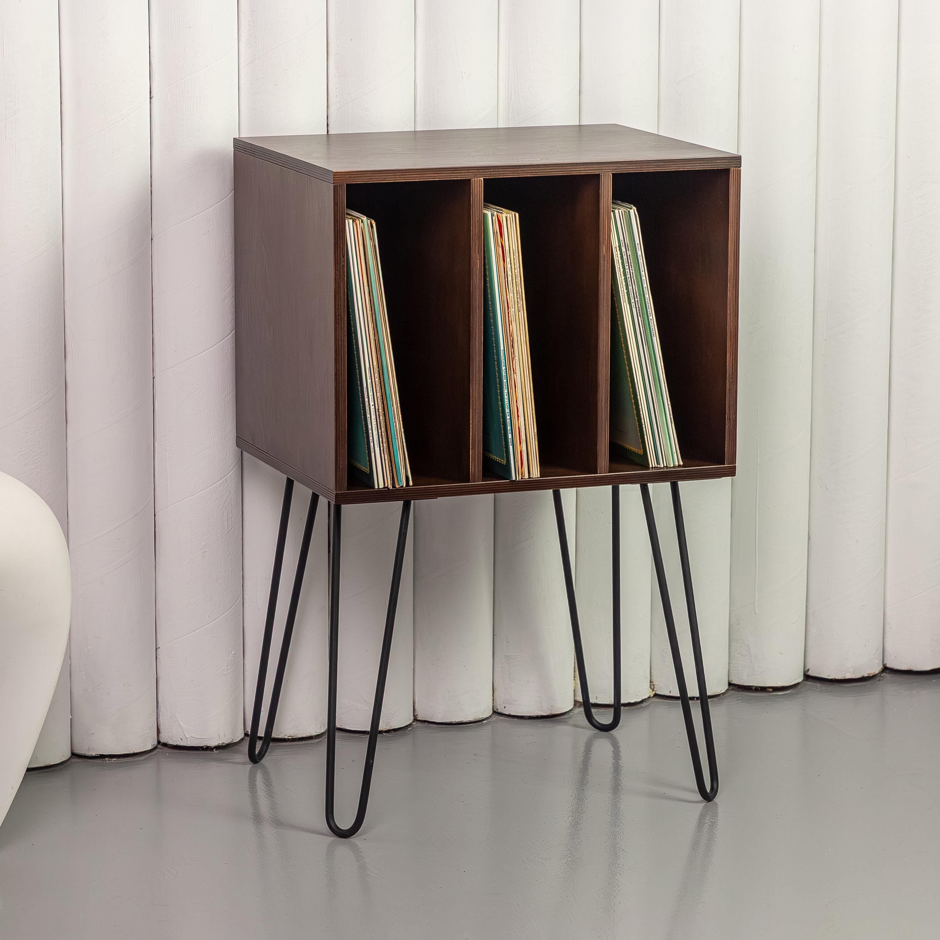 Turntable Stand with Vinyl Storage, Record Player Table, LP Cabinet, Modern Vinyl Organizer for Small Spaces